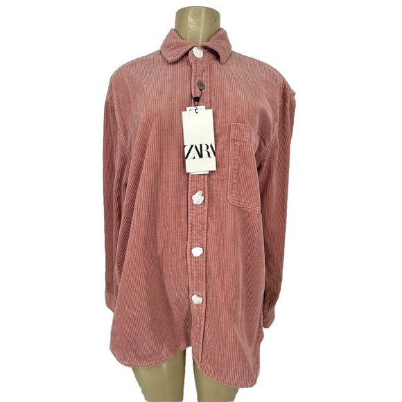 NEW ZARA Medium Women Ribbed Corduroy Shakert Jacket Overshirt Relaxed K3-1 - Picture 1 of 7